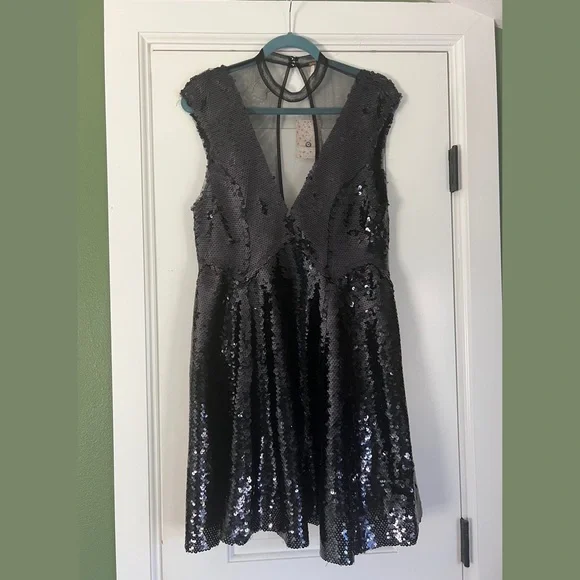 Free People | Dresses | Free People Dance Til Dawn Fit Flare Dress Black  Mini Lined Crew Large New | Poshmark